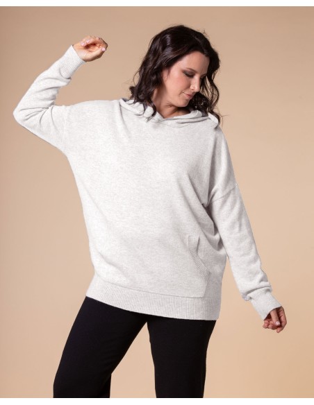 MAXI FELPA UNISEX IN 100% CASHMERE CON CAPPUCCIO "ALICE"