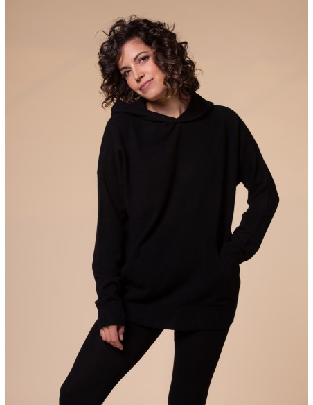 MAXI FELPA UNISEX IN 100% CASHMERE CON CAPPUCCIO "ALICE"