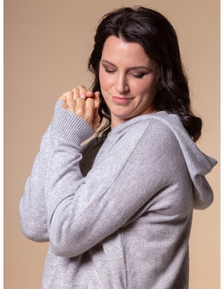 MAXI FELPA UNISEX IN 100% CASHMERE CON CAPPUCCIO "ALICE"