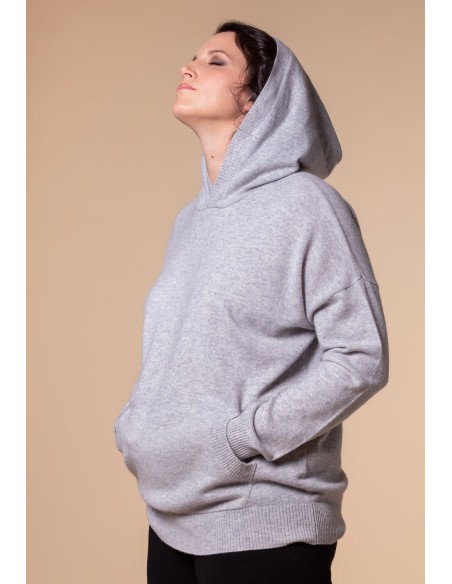 MAXI FELPA UNISEX IN 100% CASHMERE CON CAPPUCCIO "ALICE"