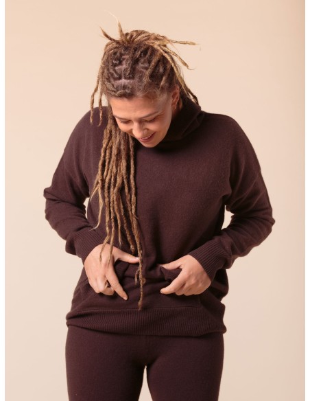 MAXI FELPA UNISEX IN 100% CASHMERE CON CAPPUCCIO "ALICE"