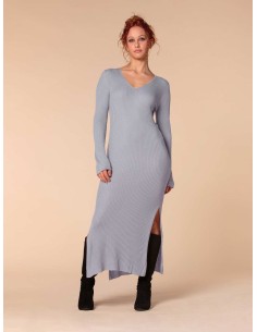 VESTITO CASHMIRETTO IN SETA E CASHMERE "AURORA" - DENIM 2