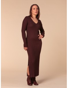 VESTITO CASHMIRETTO IN SETA E CASHMERE "AURORA" - MARRONE