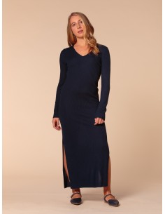 VESTITO CASHMIRETTO IN SETA E CASHMERE "AURORA" - NAVY