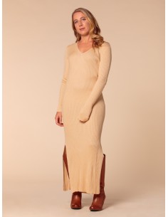 VESTITO CASHMIRETTO IN SETA E CASHMERE "AURORA" - NUDE