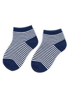 CALZINI CORTI BAMBINI IN BAMBU "BASIC STRIPE" - NAVY