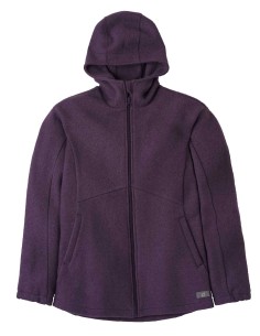 GIACCA DONNA IN 100%  LANA COTTA CON CAPPUCCIO E ZIP - VIOLA