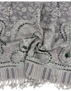STOLA IN LANA RICAMATA 70X180 "JOY" - GRIGIO 2