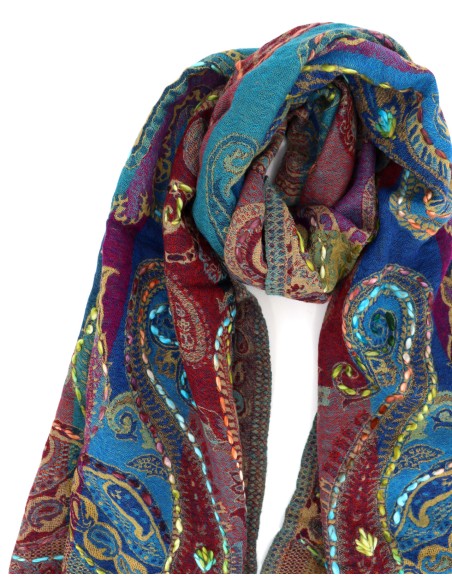 STOLA IN LANA RICAMATA 70X180 "JOY"