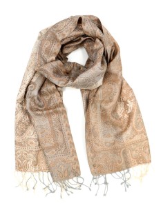 SCIARPA IN SETA "ART" 50X190 CM - BEIGE