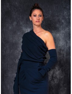 MAXIMAGLIA SMANICATA IN LANA E CASHMERE "LUNA" - INCHIOSTRO