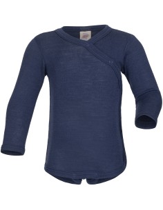 BODY NASCITA IN LANA-SETA INCROCIATO - BLU