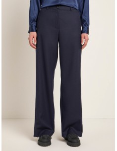 PANTALONI A PALAZZO IN 100% LANA MERINO - NAVY 2