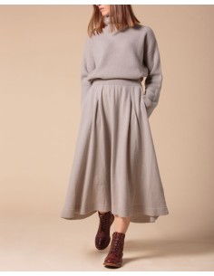 GONNA AMPIA 100% CASHMERE CON PENCES "MARTA" - VINTAGE ROSE