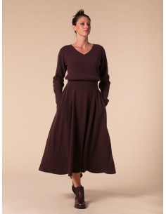 GONNA AMPIA 100% CASHMERE CON PENCES "MARTA" - MARRONE