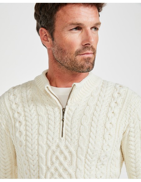 MAGLIONE ARAN UOMO IN LANA SUPERSOFT "MEZZA ZIP"