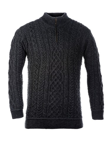 MAGLIONE ARAN UOMO IN LANA SUPERSOFT "MEZZA ZIP"