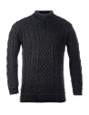 MAGLIONE ARAN UOMO IN LANA SUPERSOFT "MEZZA ZIP"