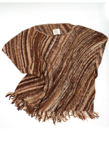 PONCHO IN 100% ALPACA NATURALE "FRANGE"
