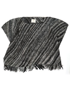 PONCHO IN 100% ALPACA NATURALE "FRANGE" 2