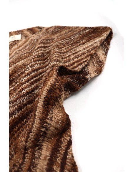 PONCHO IN 100% ALPACA NATURALE "FRANGE"