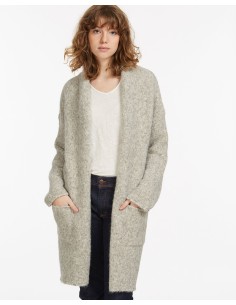 CARDIGAN IN ALPACA E COTONE BIOLOGICO "BRUME" - GRIGIO