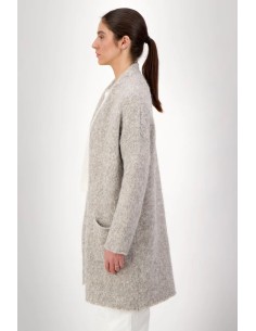 CARDIGAN IN ALPACA E COTONE BIOLOGICO "BRUME" - GRIGIO 2
