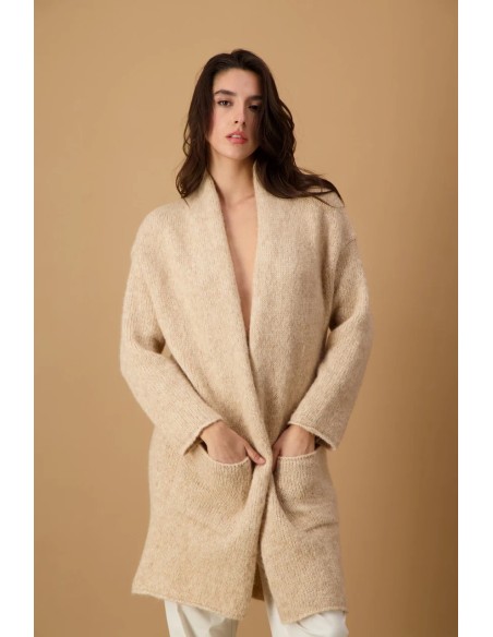 CARDIGAN IN ALPACA E COTONE BIOLOGICO "BRUME"