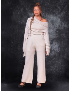 PANTALONE DRITTO WRAP IN LANA E CASHMERE "MIDNIGHT" - SASSO 2