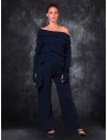 PANTALONE DRITTO WRAP IN LANA E CASHMERE "MIDNIGHT"