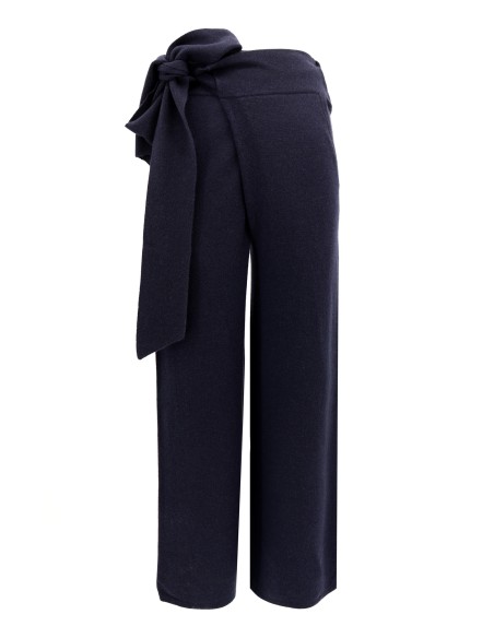 PANTALONE DRITTO WRAP IN LANA E CASHMERE "MIDNIGHT"