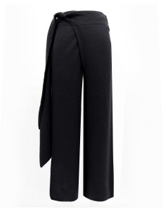 PANTALONE DRITTO WRAP IN LANA E CASHMERE "MIDNIGHT" - NERO 2