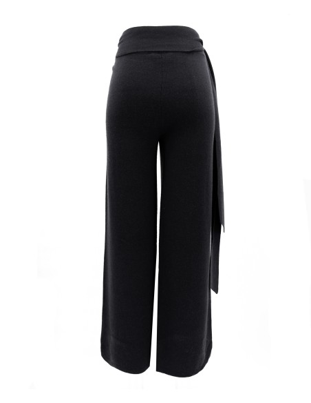 PANTALONE DRITTO WRAP IN LANA E CASHMERE "MIDNIGHT"