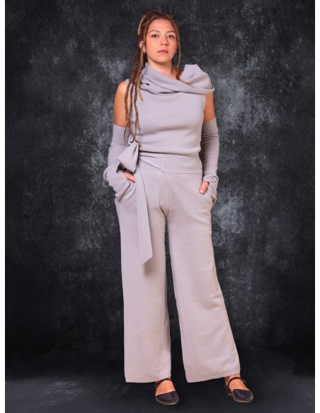 PANTALONE DRITTO WRAP IN LANA E CASHMERE "MIDNIGHT"