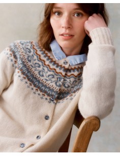 CARDIGAN SCOZZESE 100% LANA SUPERSOFT "CREAMY" - CREMA