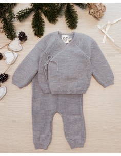 KIMONO BABY 100% LANA MERINO BIOLOGICA - GRIGIO 2