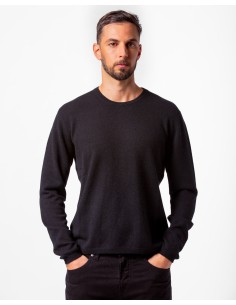 PULL UOMO IN 100% BABY CASHMERE "OLIVER" - NERO