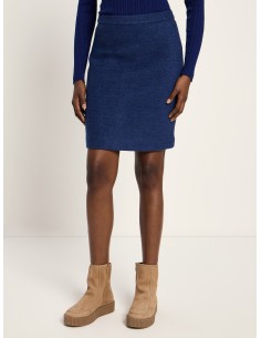 GONNA IN LANA COTTA E COTONE BIO - BLU