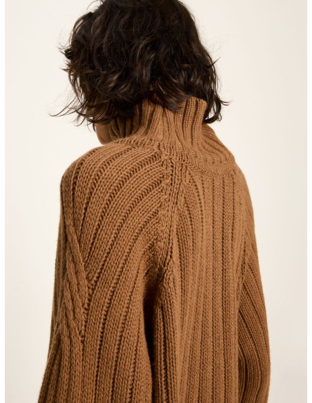 MAGLIONE OVERSIZE TRECCE IN LANA E COTONE BIO
