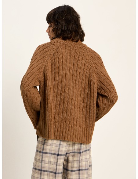 MAGLIONE OVERSIZE TRECCE IN LANA E COTONE BIO