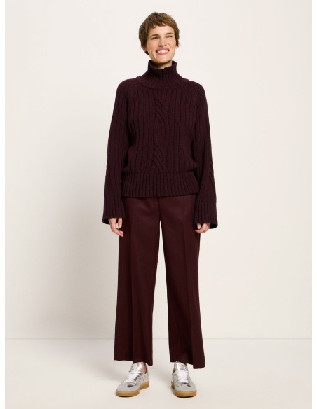 MAGLIONE OVERSIZE TRECCE IN LANA E COTONE BIO