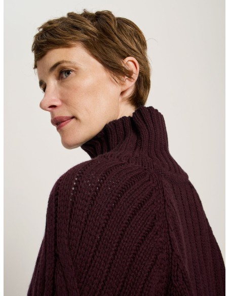 MAGLIONE OVERSIZE TRECCE IN LANA E COTONE BIO