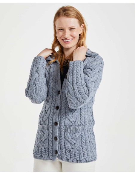 CARDIGAN ARAN IN LANA SUPERSOFT "CHUNKY"