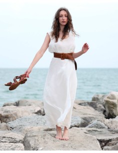 ABITO IN PURA SETA INCRESPATA "ZETA" - BIANCO