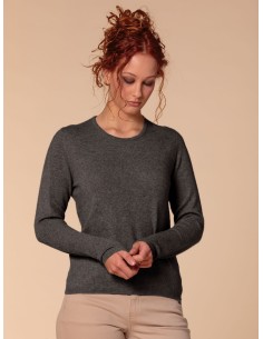 PULL BASIC IN 100% BABY CASHMERE "OLIVIA" - ANTRACITE