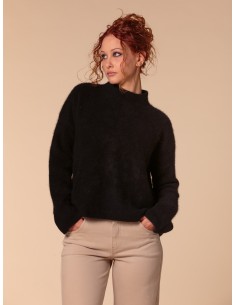 MAGLIONE CHUNKY IN 100% CASHMERE SPAZZOLATO "CAMILLA" - NERO 2