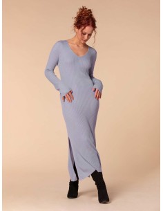 VESTITO CASHMIRETTO IN SETA E CASHMERE "AURORA" - DENIM