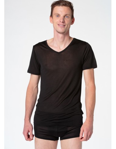 T-SHIRT "V" IN PURA SETA