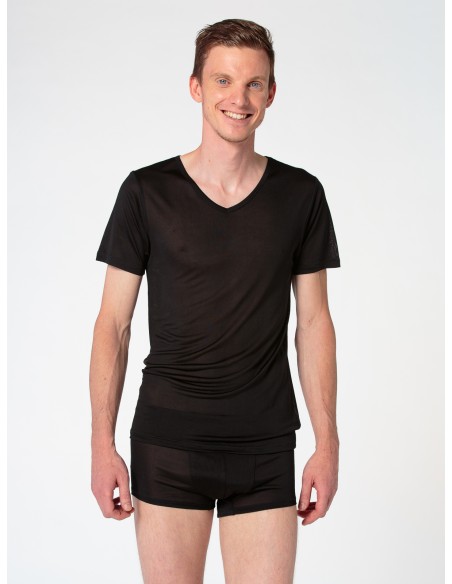 T-SHIRT "V" IN PURA SETA