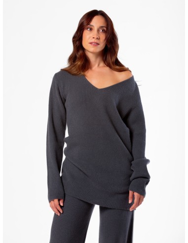 MAXI PULL IN 100% CASHMERE SCOLLO A V "SARA"